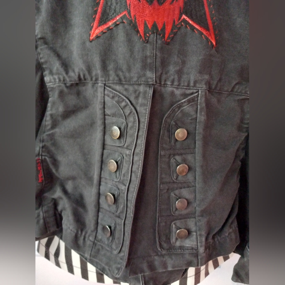 Custom Sabrina "hell witch" OOAK Rage tripp skull button jacket RARE PRICE FIRM - Picture 11 of 16